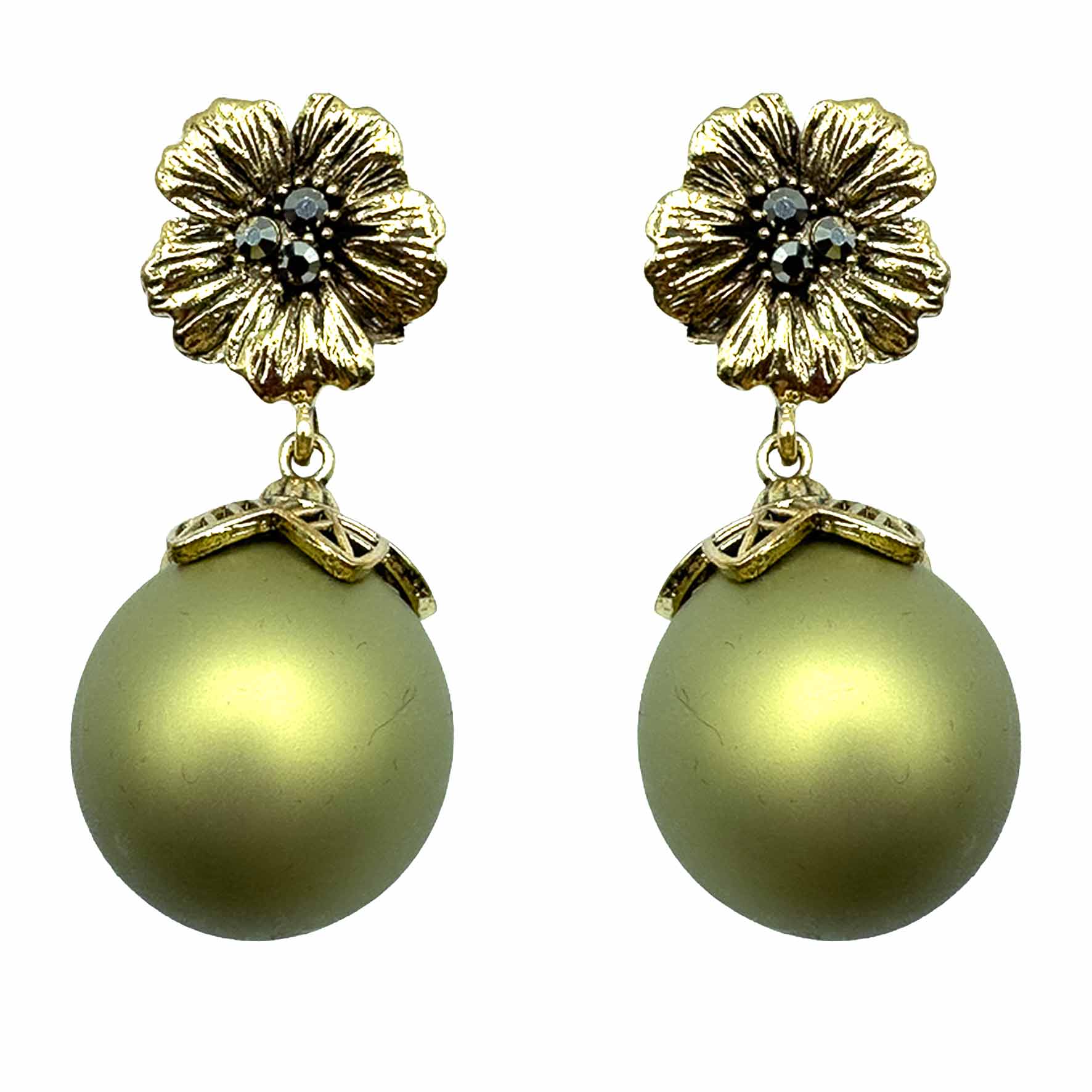 Palestro Milano Orecchini Perla Oliva Fiore d&
