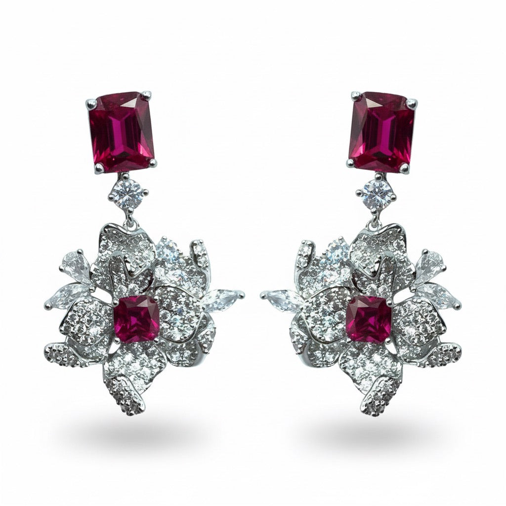 Palestro Milano Orecchini Fiore di Gemma Rubino Pendente