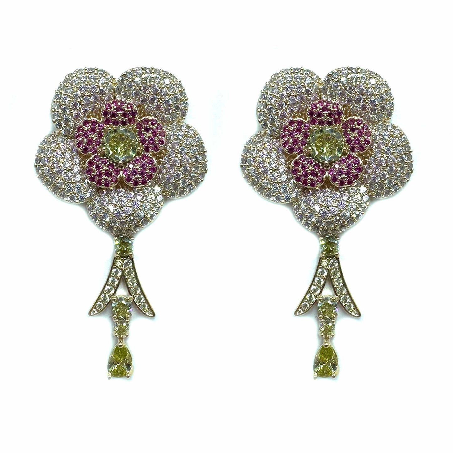 Fiore di pavè pink con cristalli