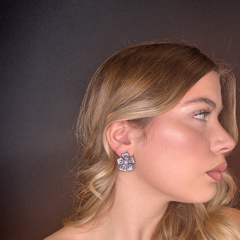 Palestro Milano Orecchini Fiorellini di Pavè Violet