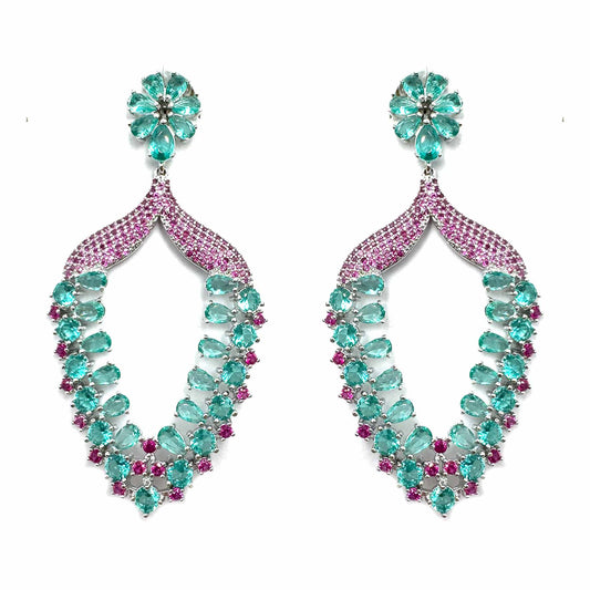 Fiorellini verde acqua con pavè fucsia