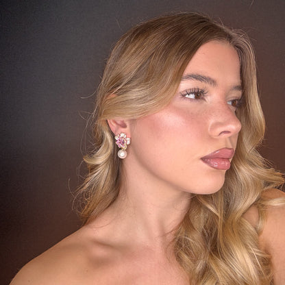 Palestro Milano Orecchini Fiore pistillo di pavè con perla