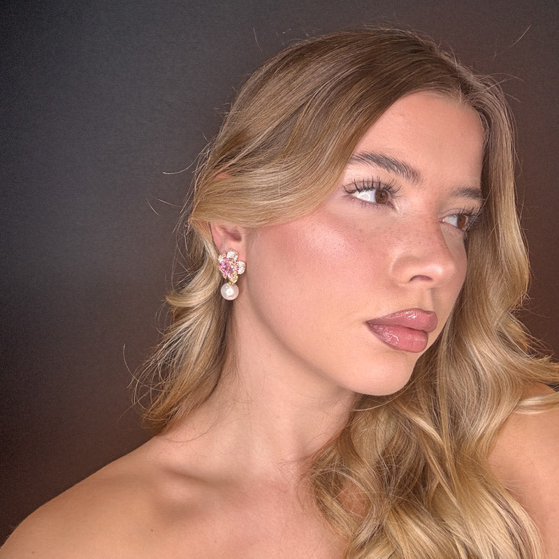 Palestro Milano Orecchini Fiore pistillo di pavè con perla