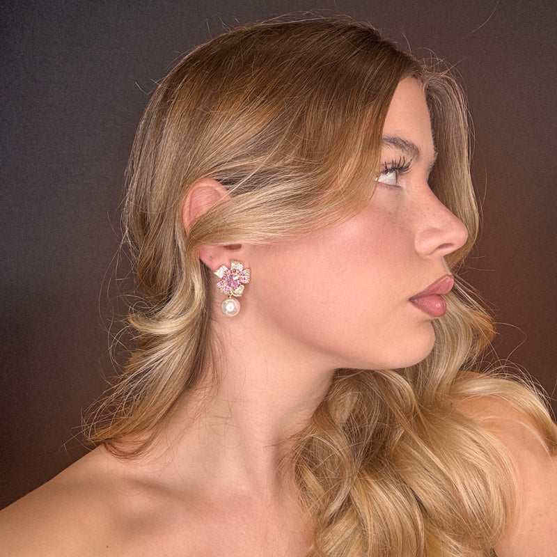 Palestro Milano Orecchini Fiore pistillo di pavè con perla