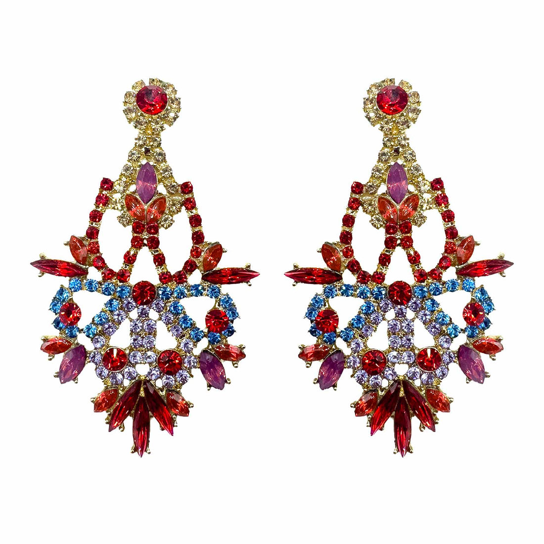 Palestro Milano Orecchini Gold - Rubino Acqua Marina Foresta di Pietre Magiche