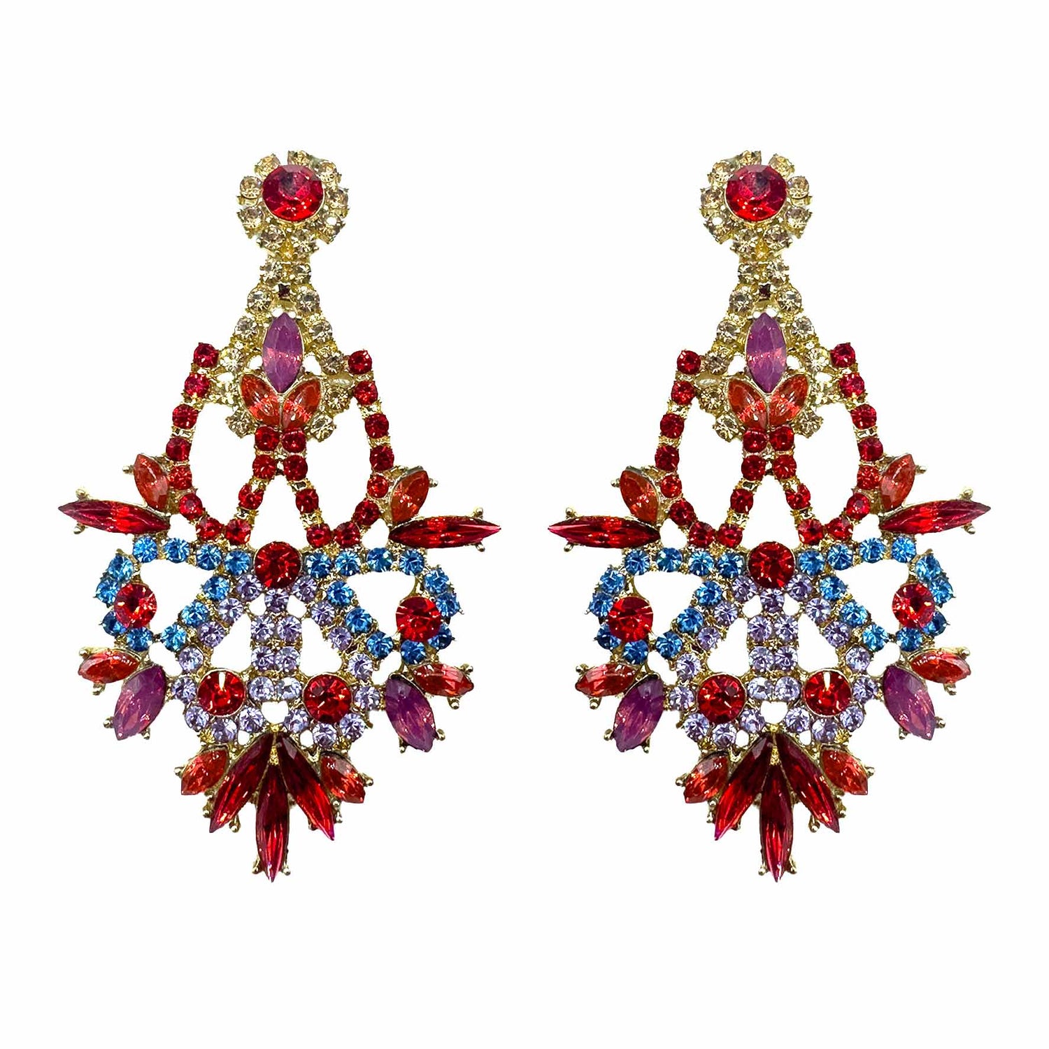 Palestro Milano Orecchini Gold - Rubino Acqua Marina Foresta di Pietre Magiche