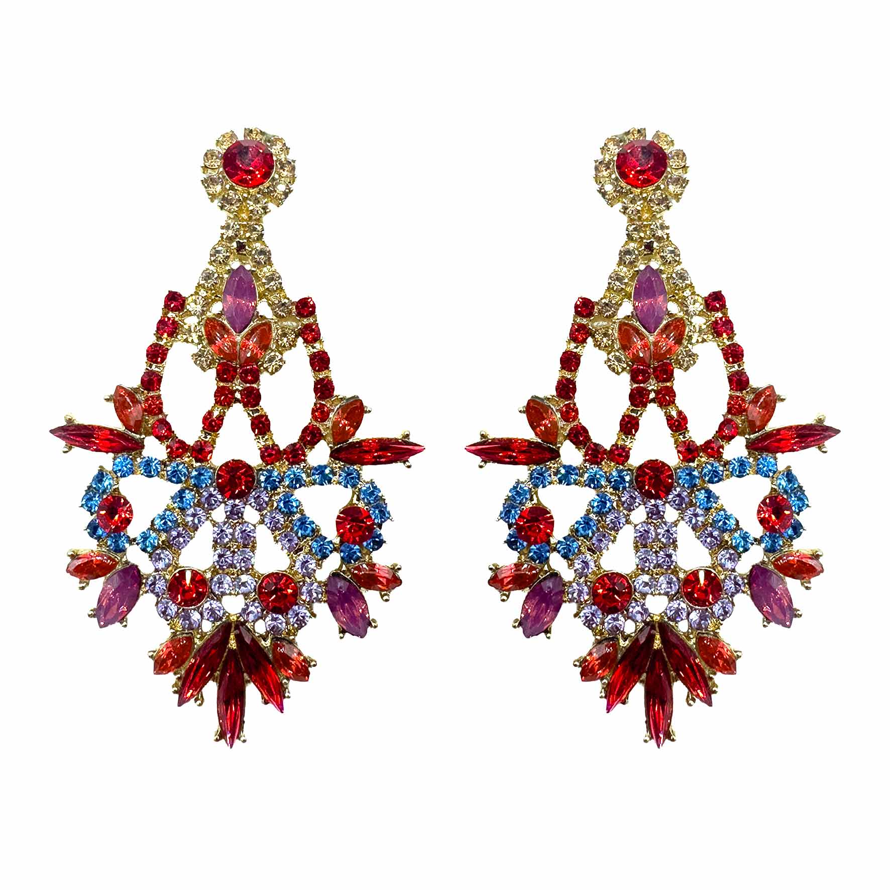 Palestro Milano Orecchini Gold - Rubino Acqua Marina Foresta di Pietre Magiche