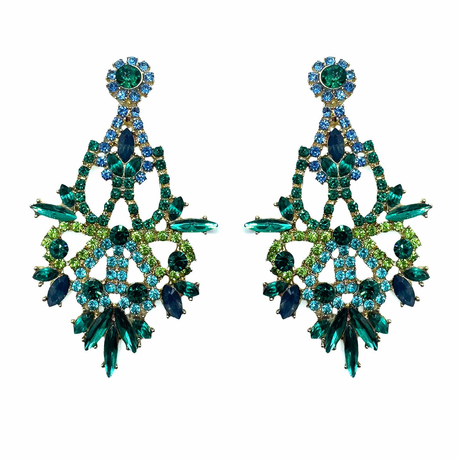 Palestro Milano Orecchini Gold - Verde Smeraldo Turquoise Foresta di Pietre Magiche