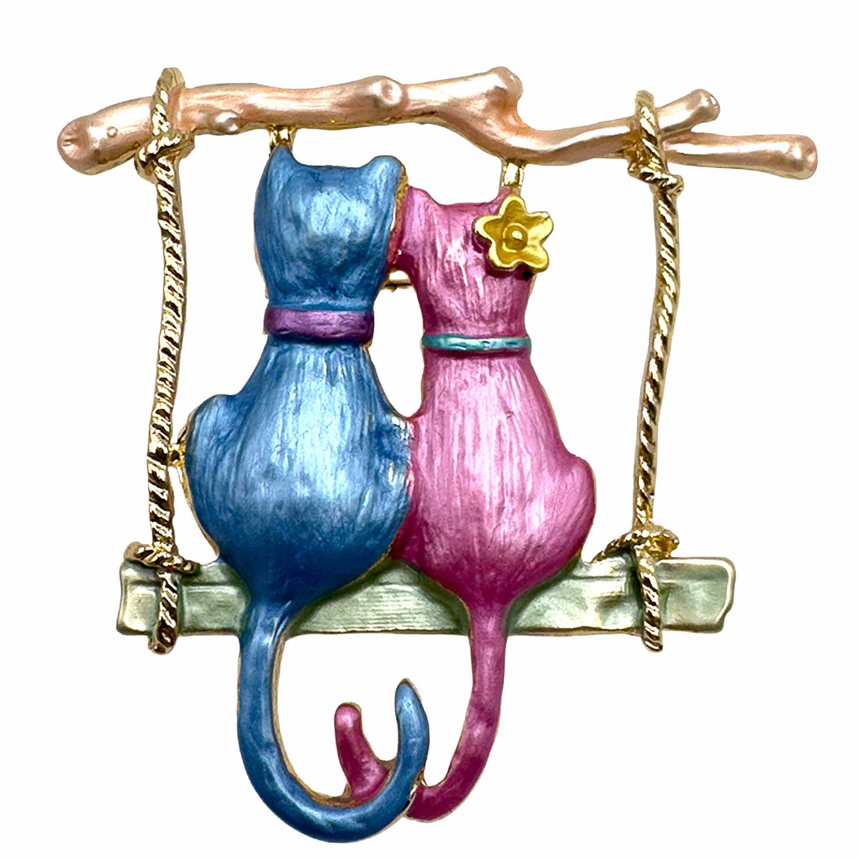 Palestro Milano Spille e spillette Blu &amp; Fucsia Gatti &amp; Altalena