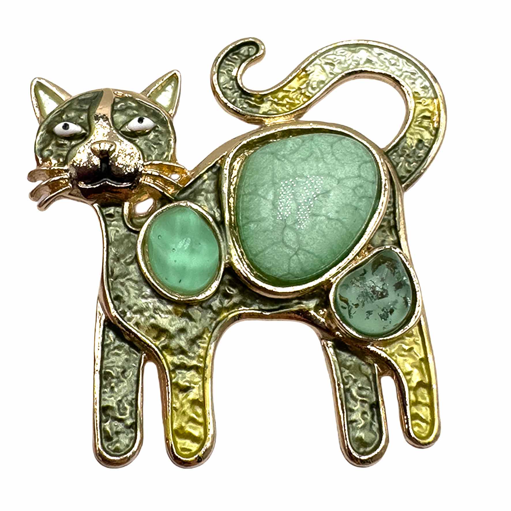 Palestro Milano Spille e spillette Verde Gatto &amp; Pietre (Magnete)