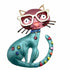 Palestro Milano Spille e spillette Multicolor Gatto con Occhiali (Magnete)