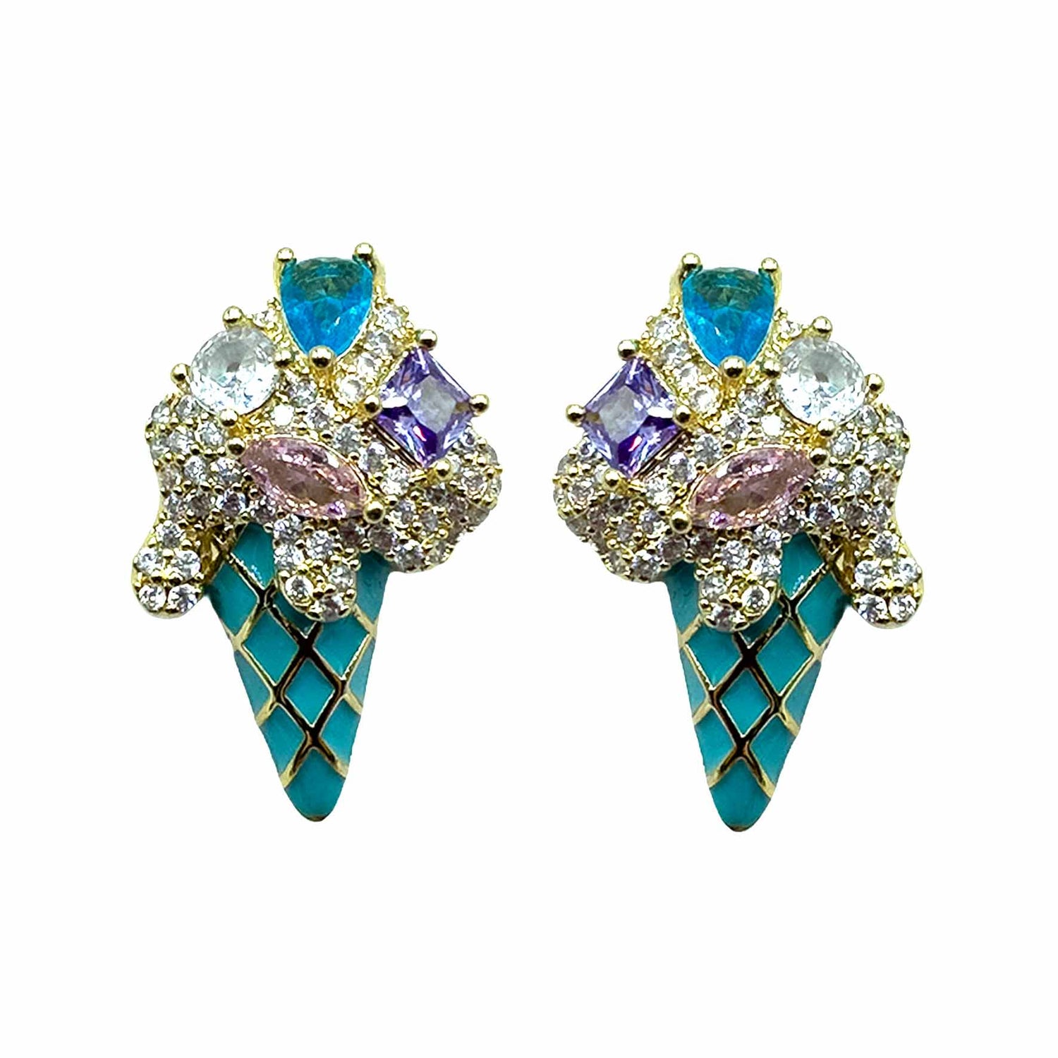 Palestro Milano Orecchini Gold - Turquoise Pink Lillac Gelato di Gemme