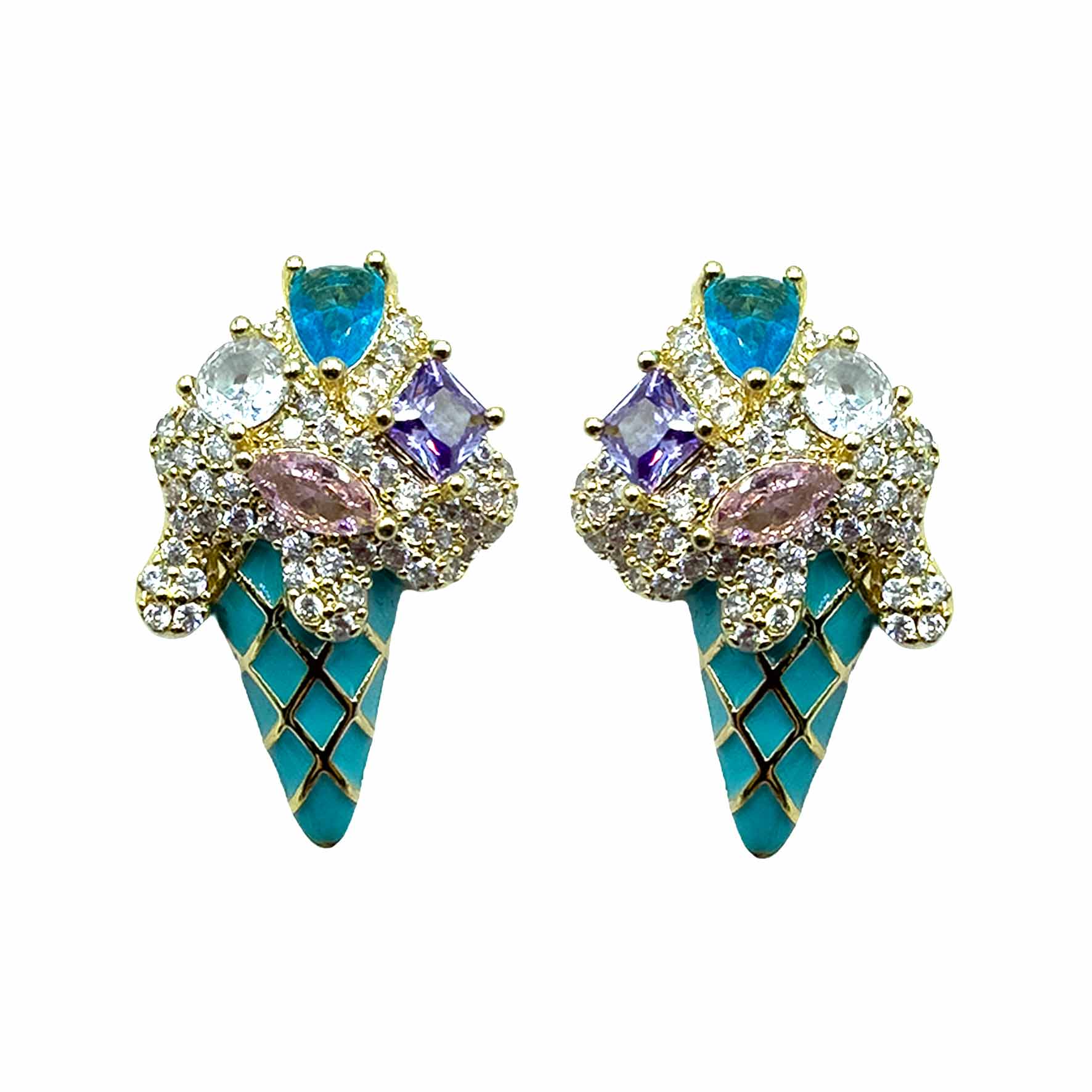 Palestro Milano Orecchini Gold - Turquoise Pink Lillac Gelato di Gemme