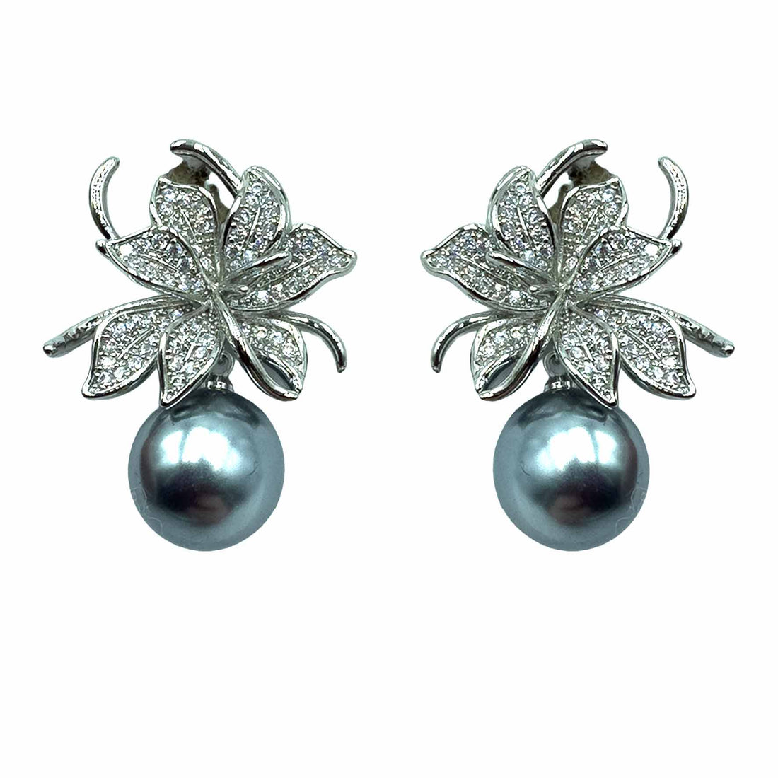 Palestro Milano Orecchini Silver - perla grigia Giglio con perla
