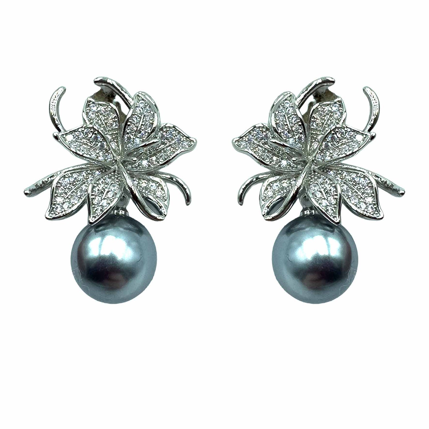 Palestro Milano Orecchini Silver - perla grigia Giglio con perla