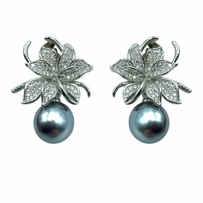 Palestro Milano Orecchini Silver - perla grigia Giglio con perla