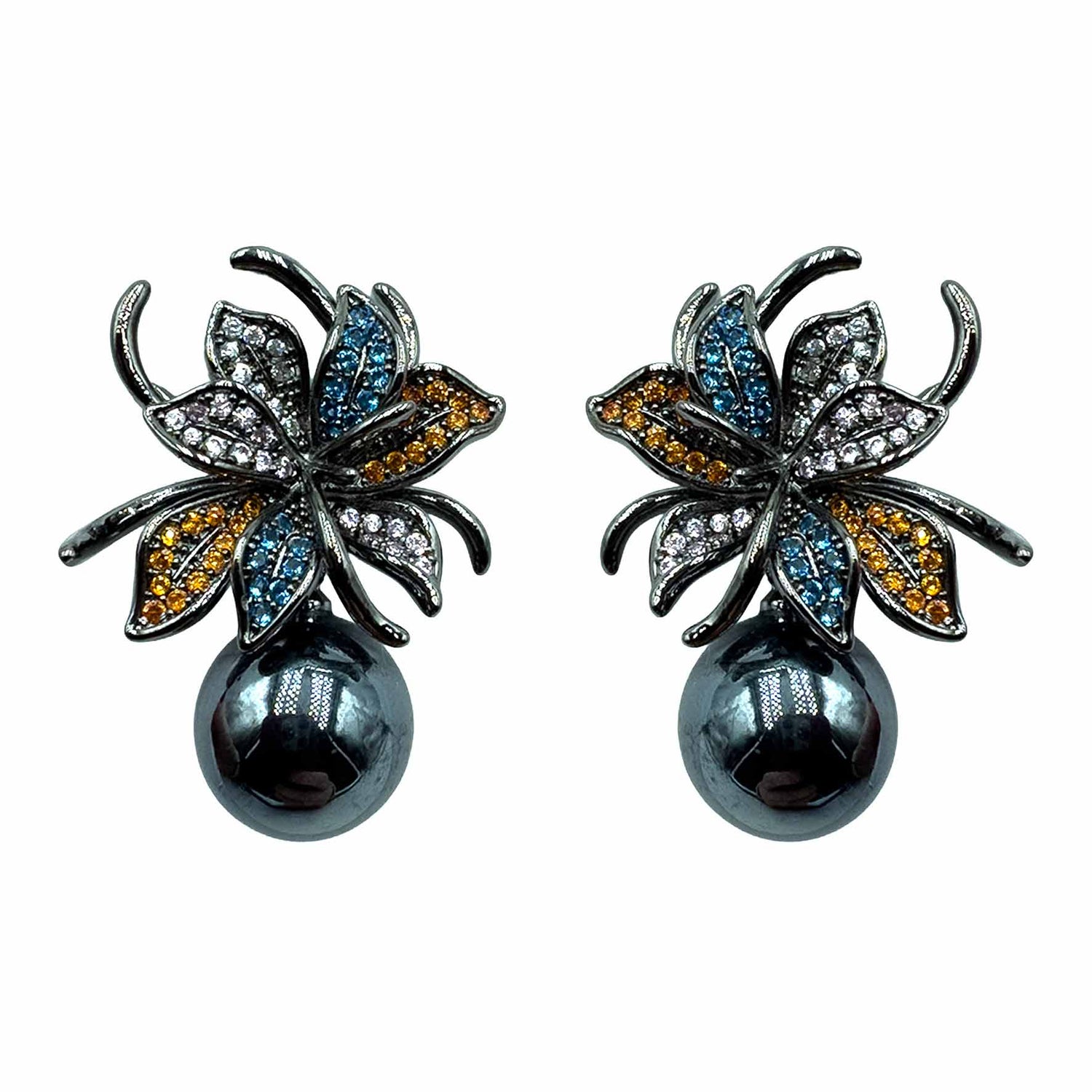 Palestro Milano Orecchini Dark - perla dark Giglio con perla