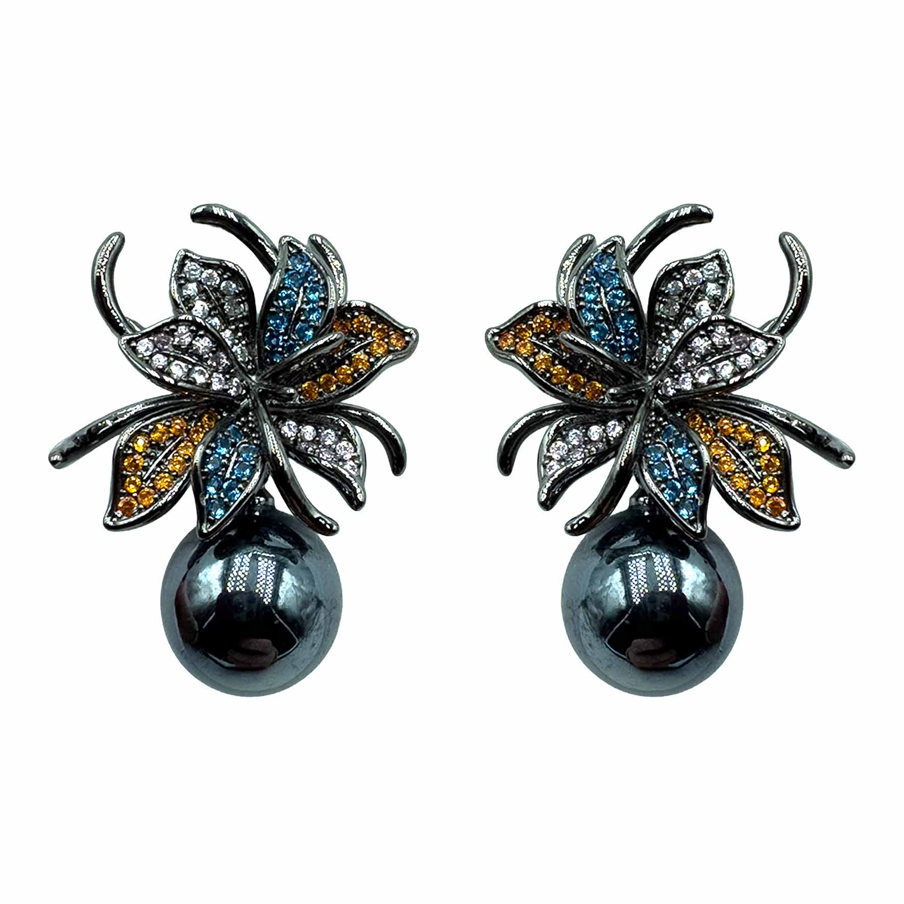 Palestro Milano Orecchini Dark - perla dark Giglio con perla