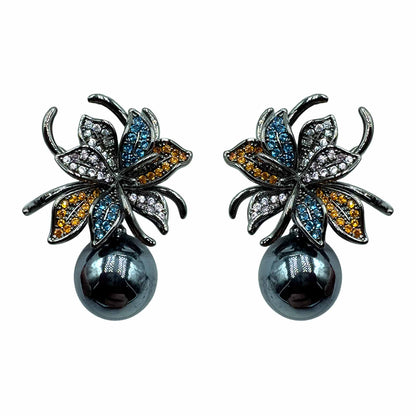 Palestro Milano Orecchini Dark - perla dark Giglio con perla