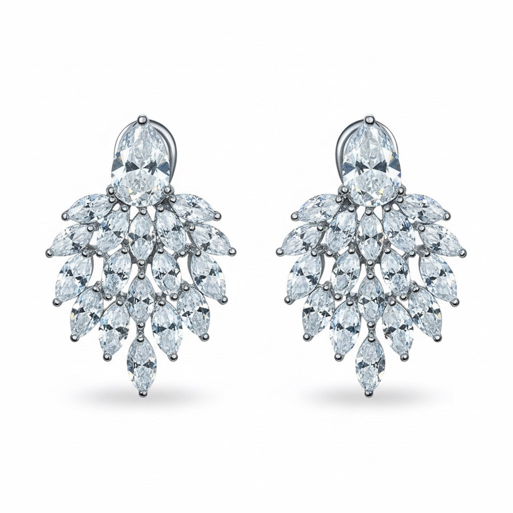 Palestro Milano Orecchini Silver Goccia colorata con coda di cristalli