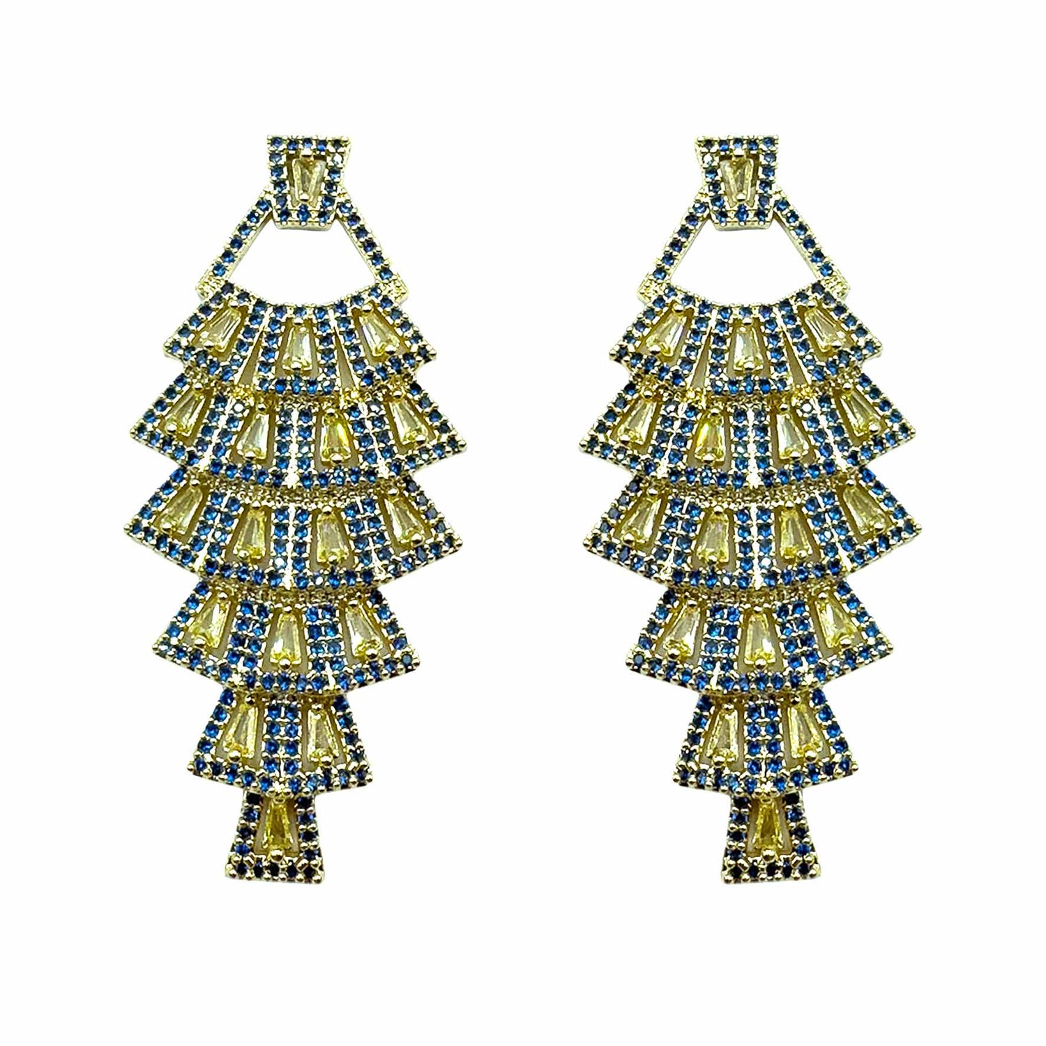 Palestro Milano Orecchini Gold - Blu Giallo Incantesimo di Cristalli &amp; Pavè