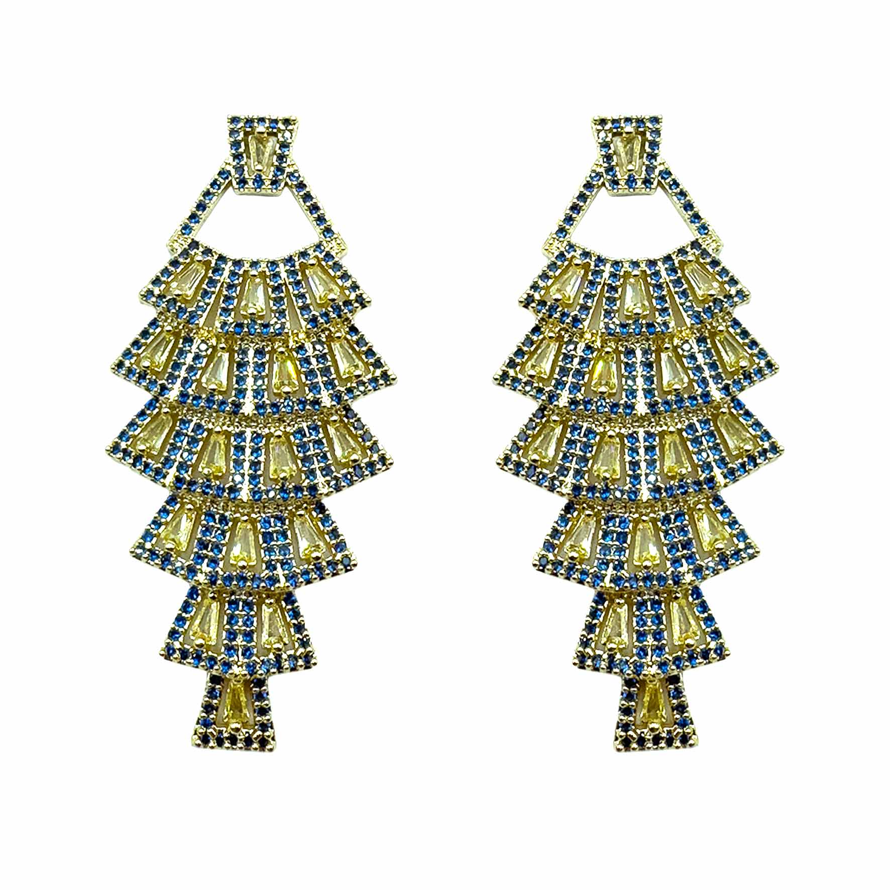 Palestro Milano Orecchini Gold - Blu Giallo Incantesimo di Cristalli &amp; Pavè