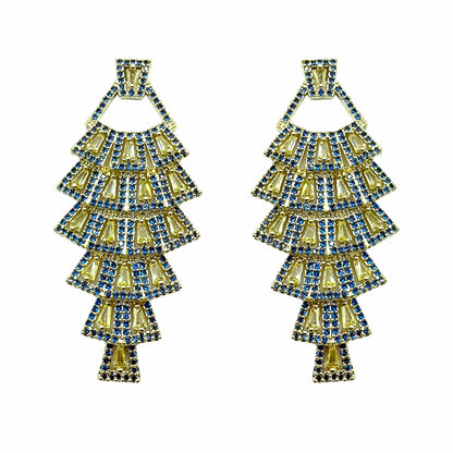 Palestro Milano Orecchini Gold - Blu Giallo Incantesimo di Cristalli &amp; Pavè