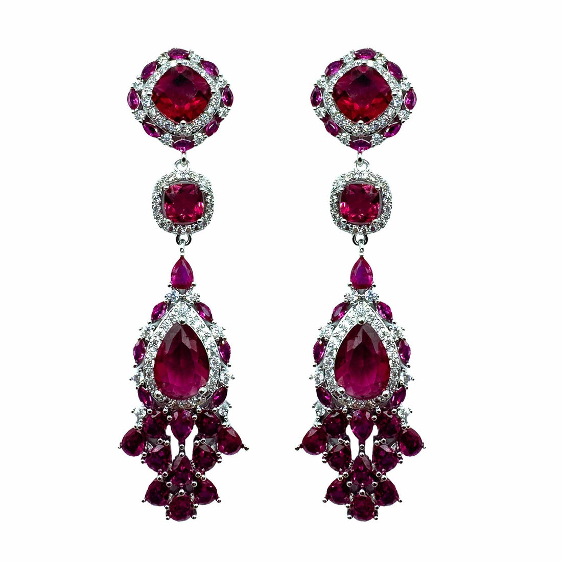 Palestro Milano Orecchini Rosso Rubino Lily di Cristallo