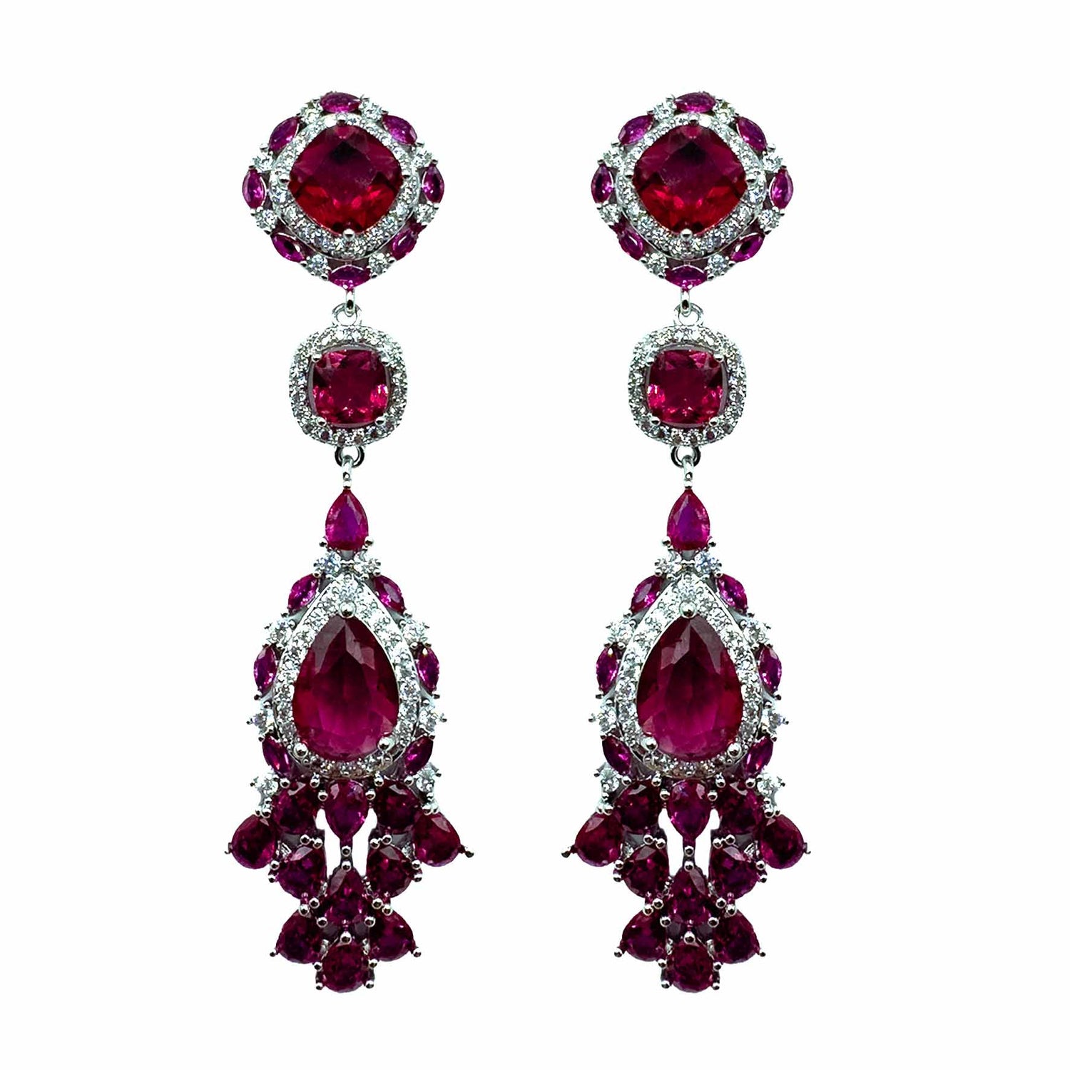 Palestro Milano Orecchini Rosso Rubino Lily di Cristallo