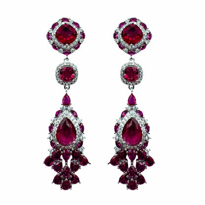 Palestro Milano Orecchini Rosso Rubino Lily di Cristallo