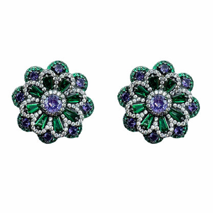 Palestro Milano Orecchini Base Dark - Verde Smeraldo Violet Margherita di Pietre