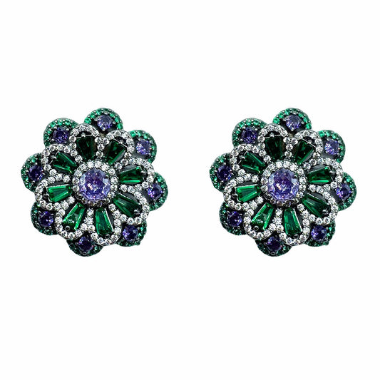 Palestro Milano Orecchini Base Dark - Verde Smeraldo Violet Margherita di Pietre