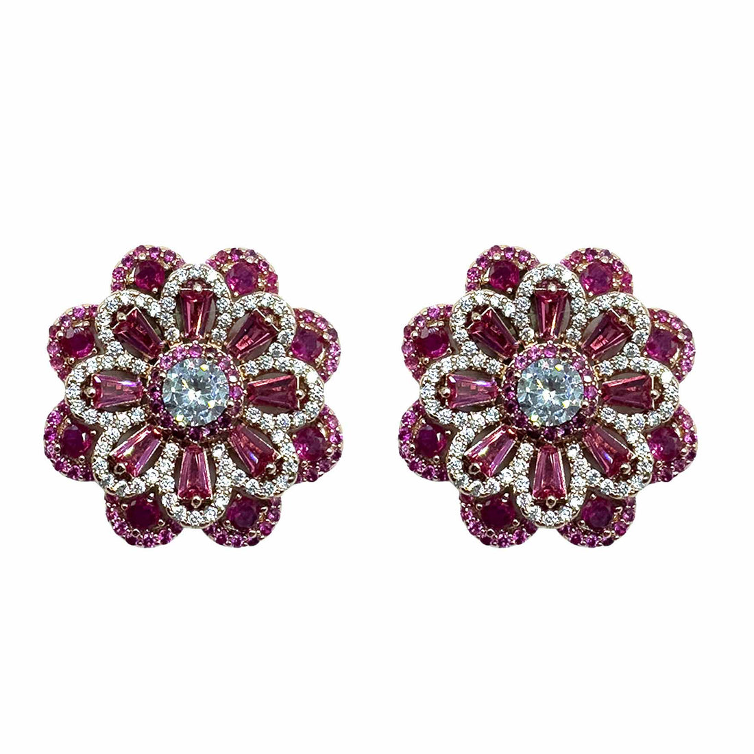 Palestro Milano Orecchini Base Gold - Fucsia Silver Margherita di Pietre