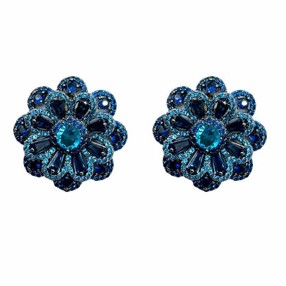 Palestro Milano Orecchini Base Dark - Blu Turquoise Margherita di Pietre