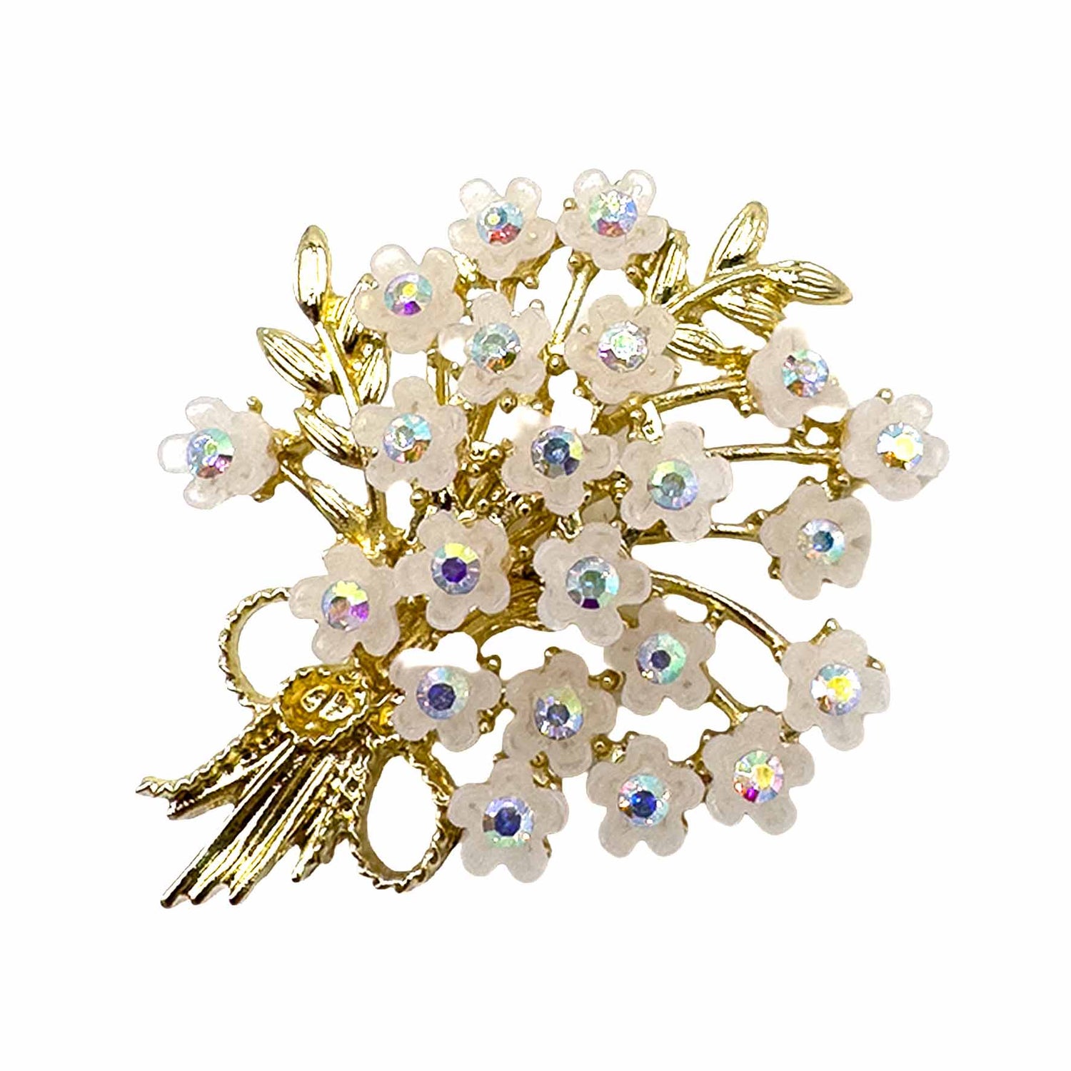 Palestro Milano Spille e spillette Base Gold - Bianco Mazzo di Fiori di Cristallo