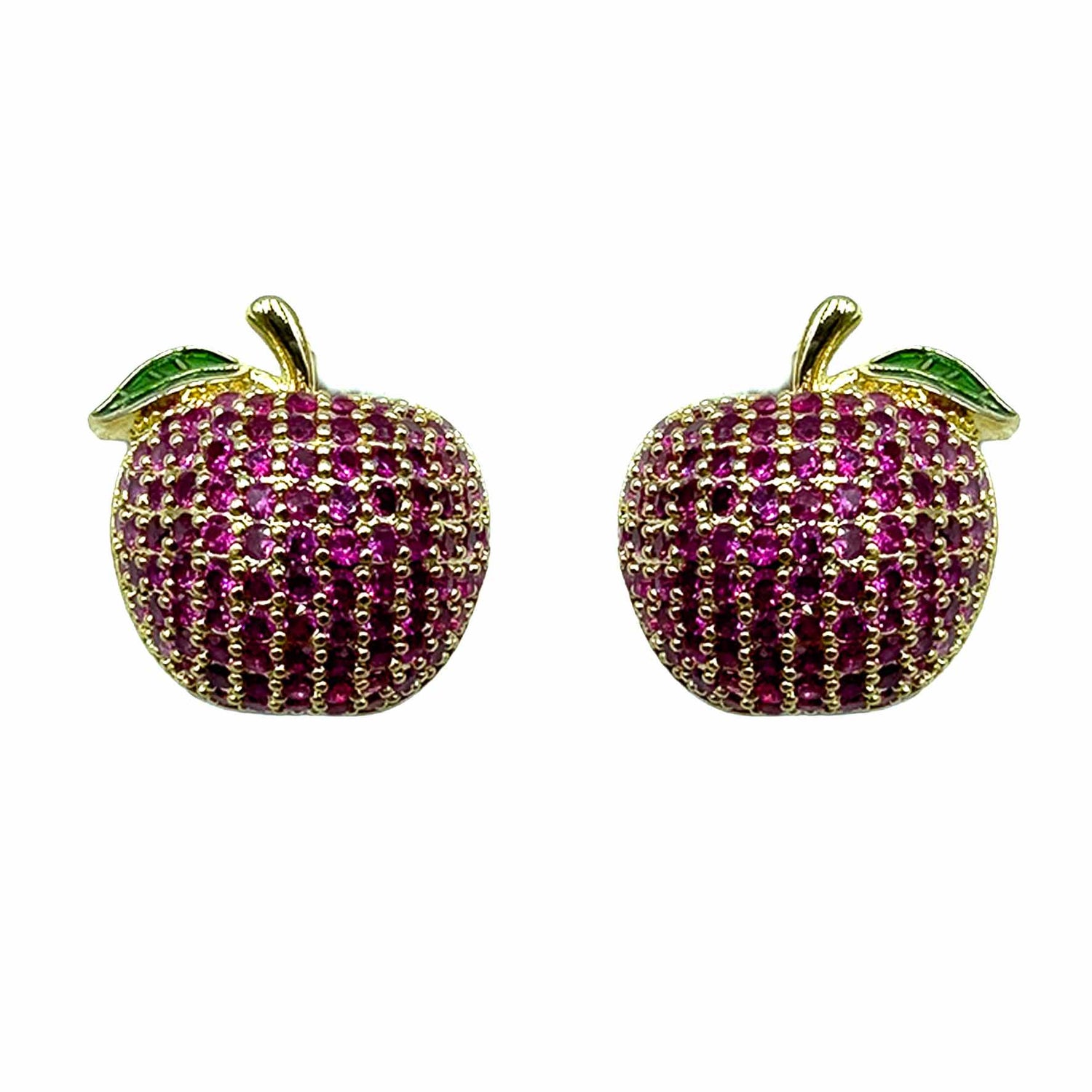 Palestro Milano Orecchini Base Gold / Fucsia Mele di Pavè