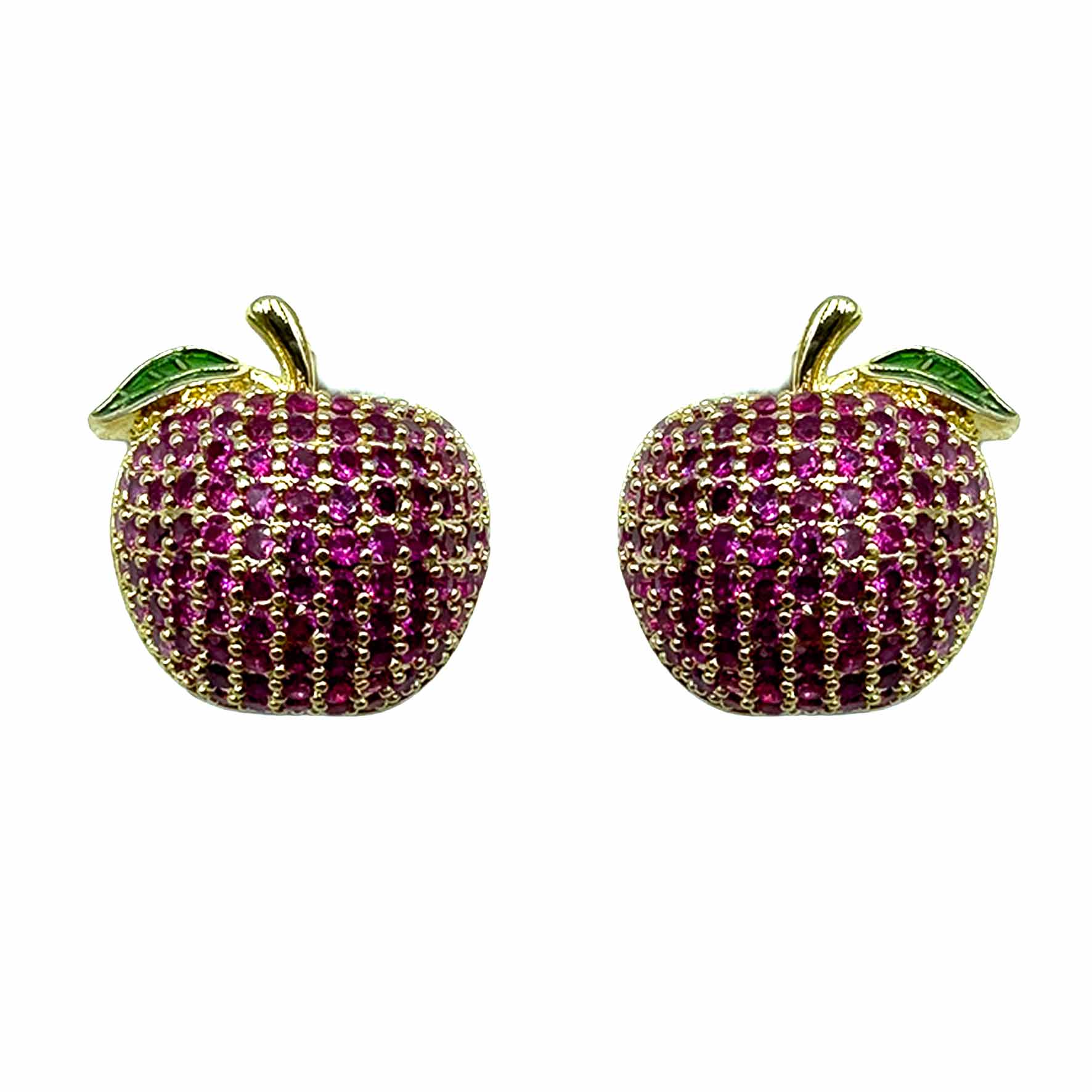 Palestro Milano Orecchini Base Gold / Fucsia Mele di Pavè