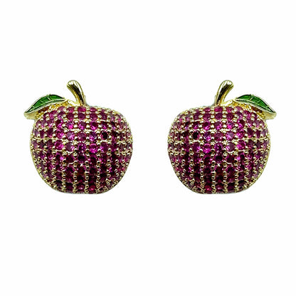 Palestro Milano Orecchini Base Gold / Fucsia Mele di Pavè