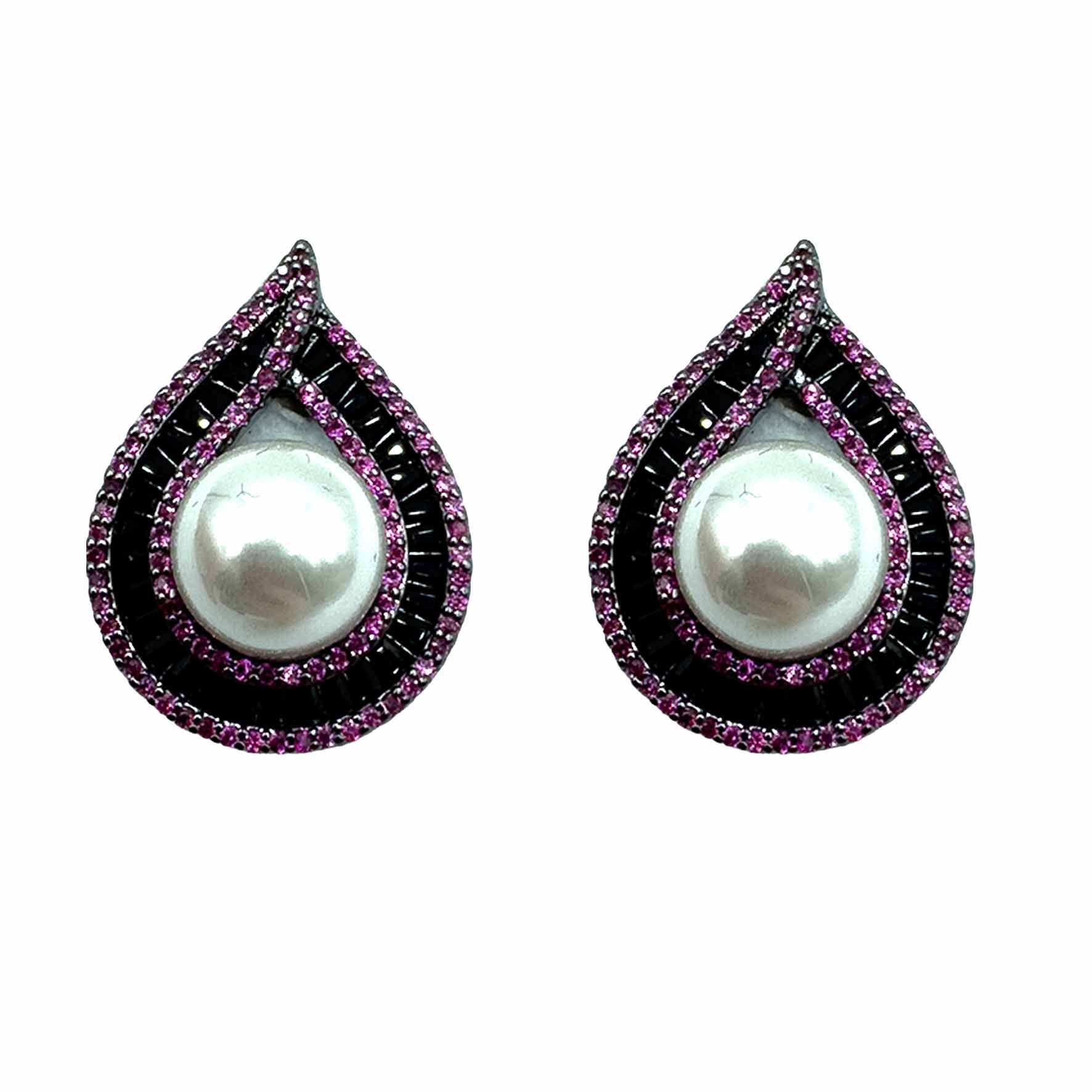Palestro Milano Orecchini Dark - Black Fucsia Mini Goccia con Perla