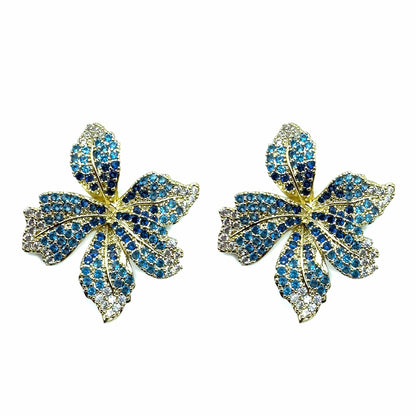 Palestro Milano Orecchini Gold - Blu Mini giglio di pavè