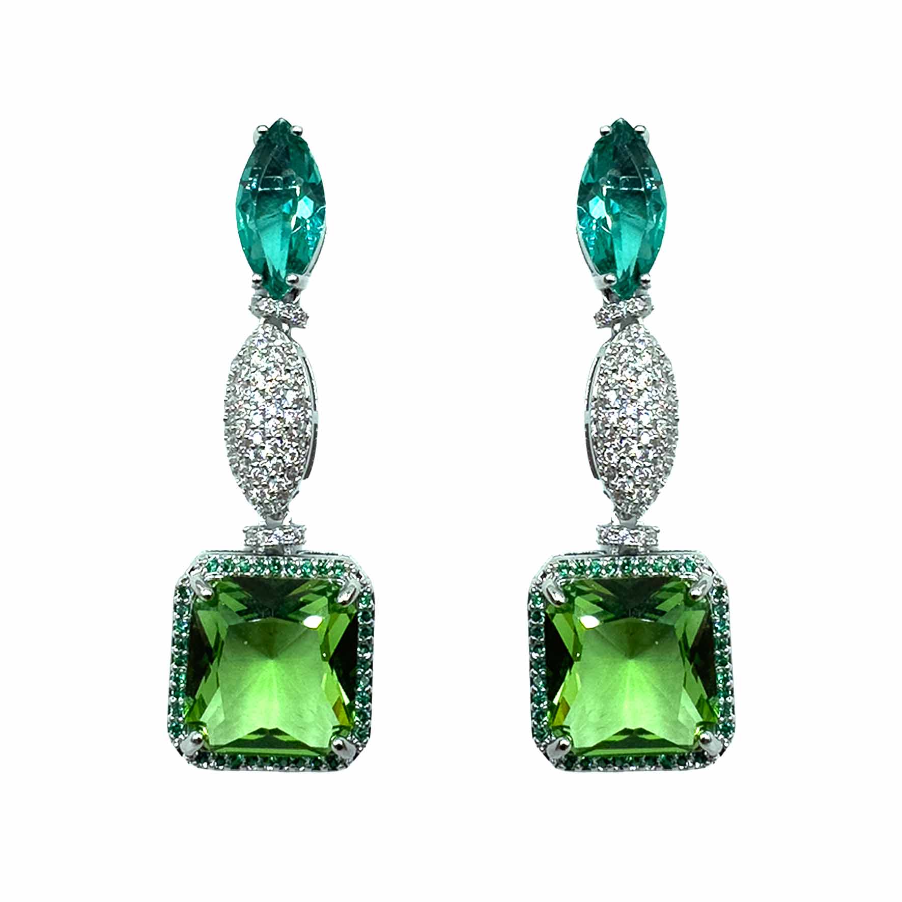 Palestro Milano Orecchini Mini Goccia di Pavè Verde