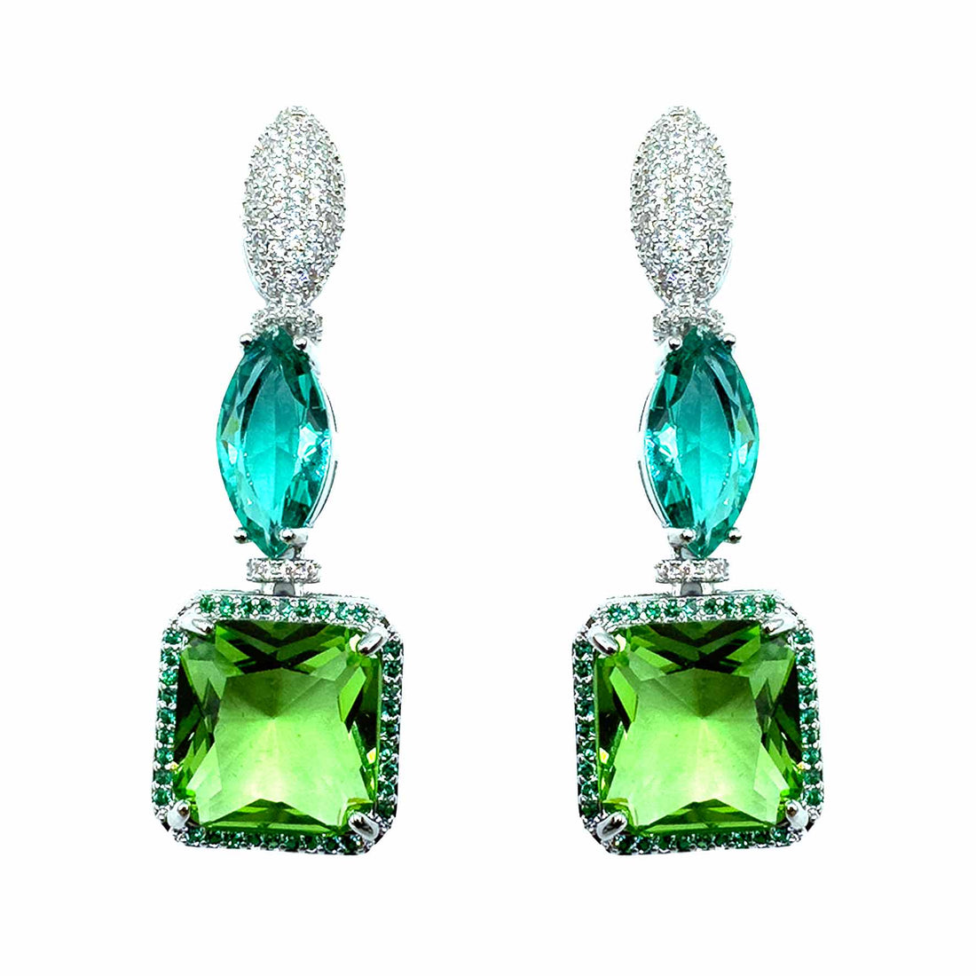 Palestro Milano Orecchini Mini Goccia di Pavè Verde