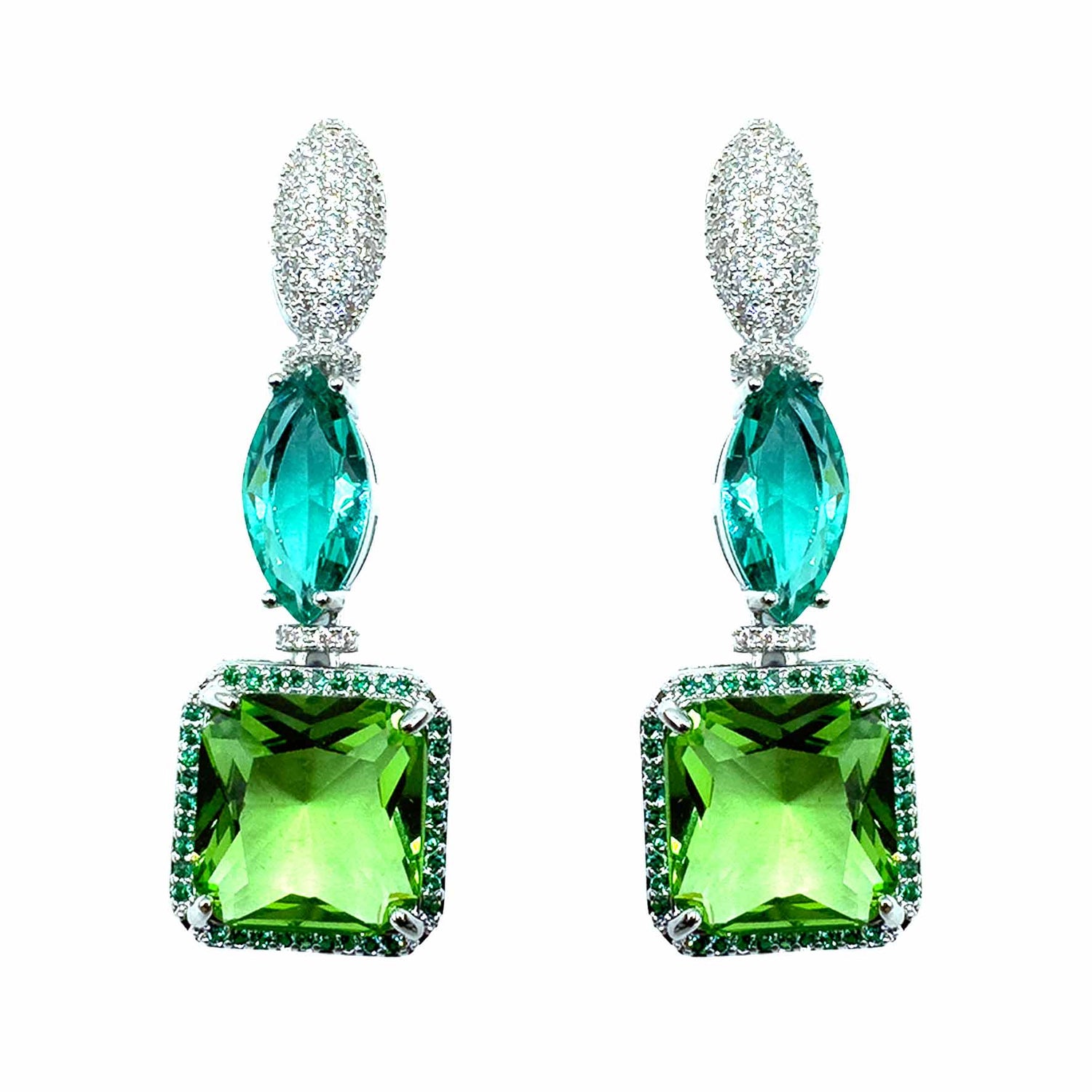 Palestro Milano Orecchini Mini Goccia di Pavè Verde