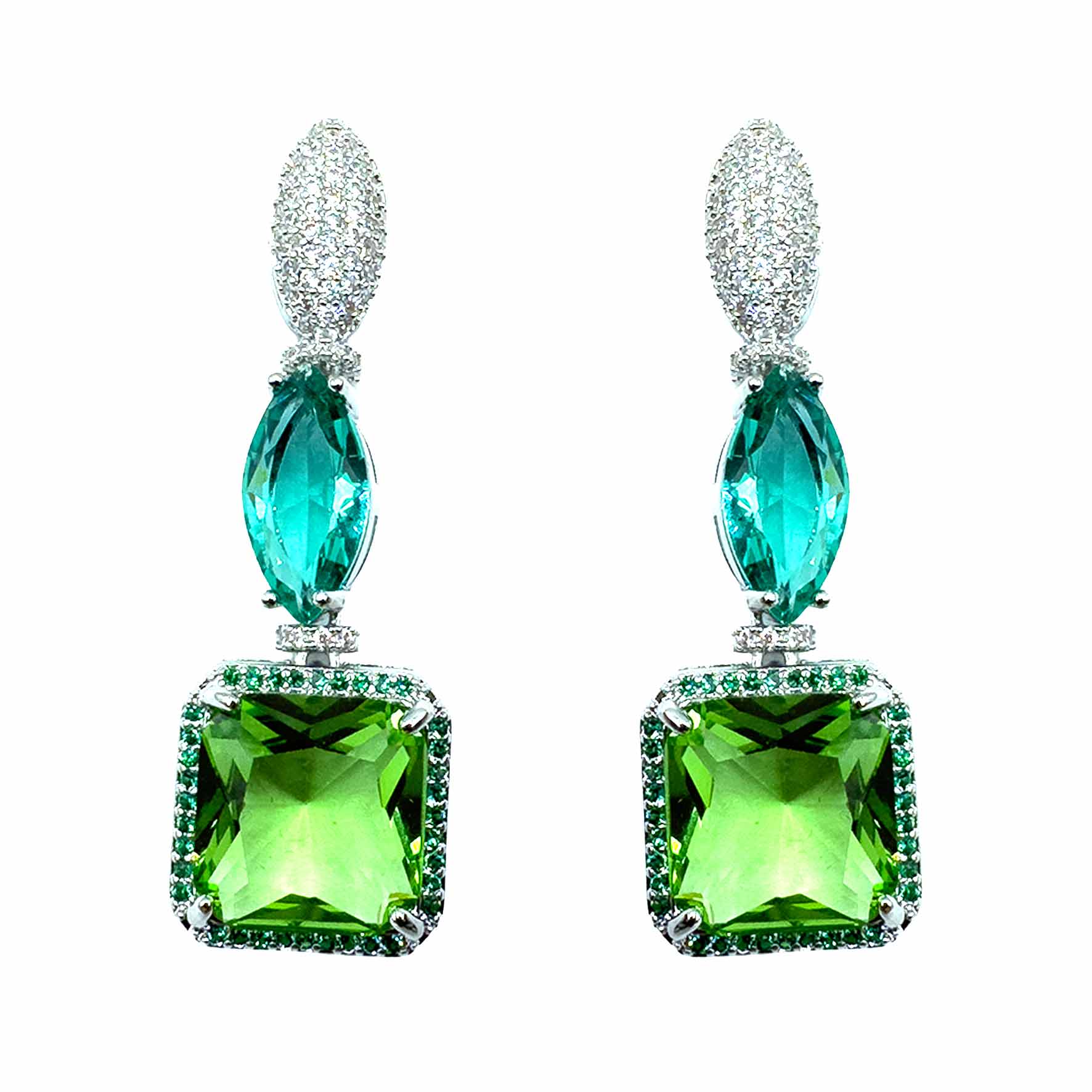 Palestro Milano Orecchini Mini Goccia di Pavè Verde