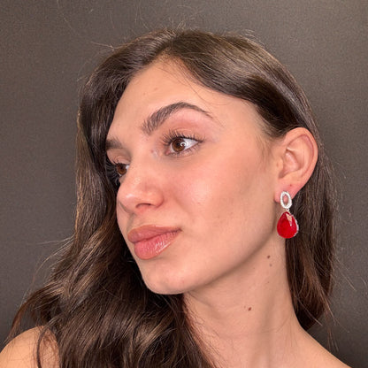 Palestro Milano Orecchini Mini ovale di pavè con goccia