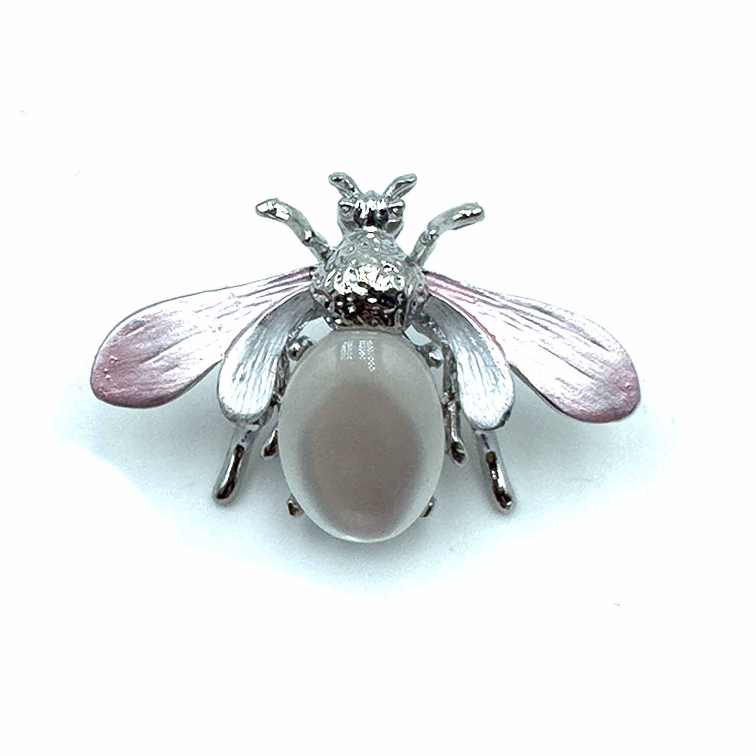 Palestro Milano Spille e spillette Silver - Bianco Pink Mosca con Gemma