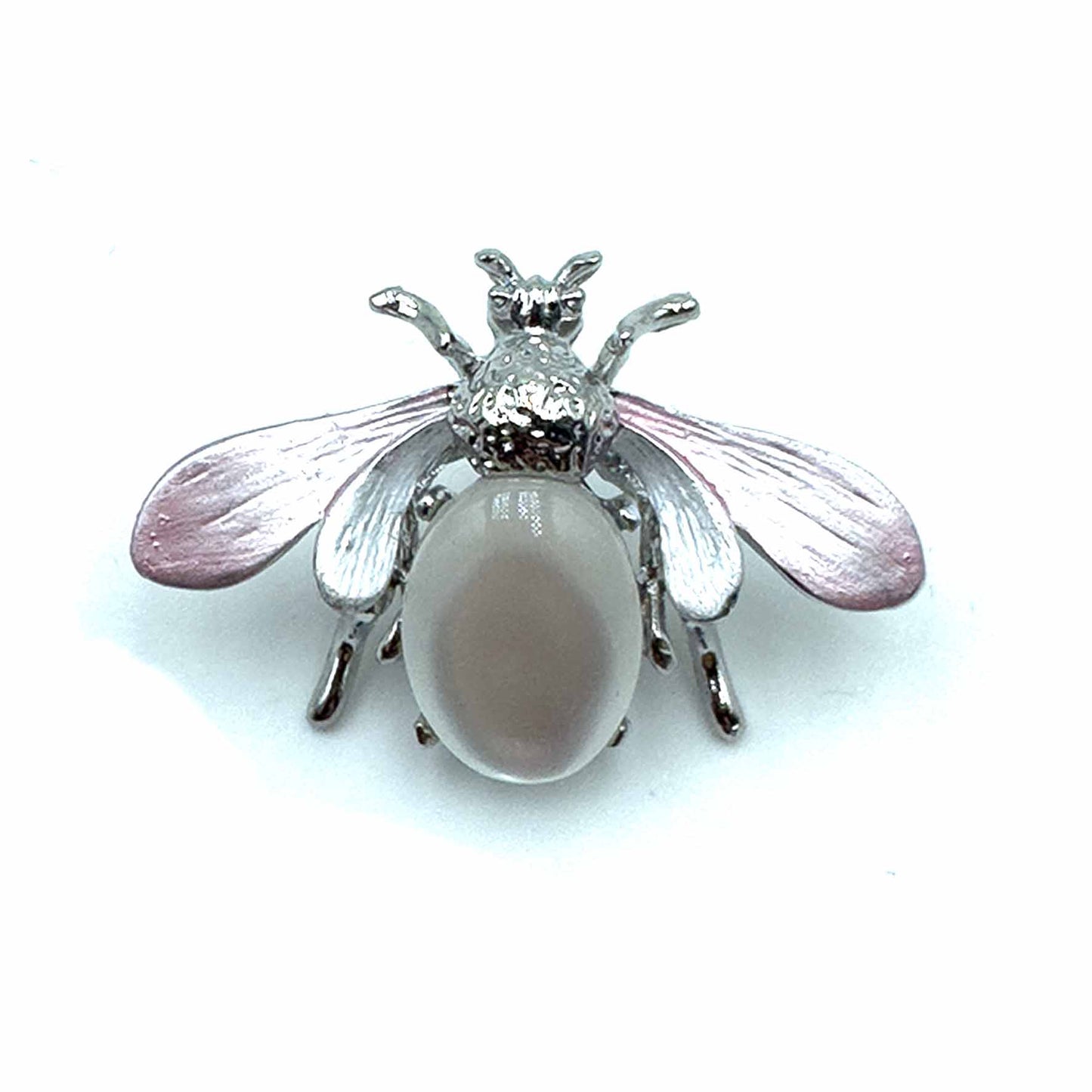 Palestro Milano Spille e spillette Silver - Bianco Pink Mosca con Gemma