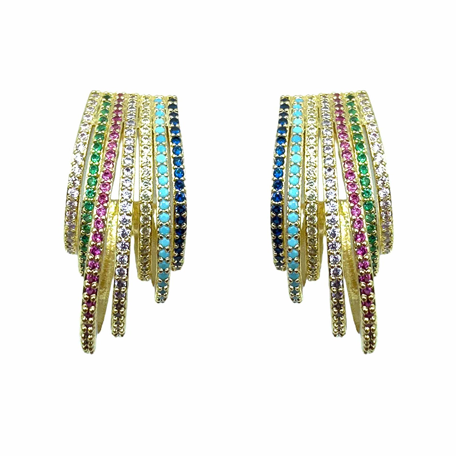 Palestro Milano Orecchini Base Gold - Multicolor Multi Cerchi di Pavè