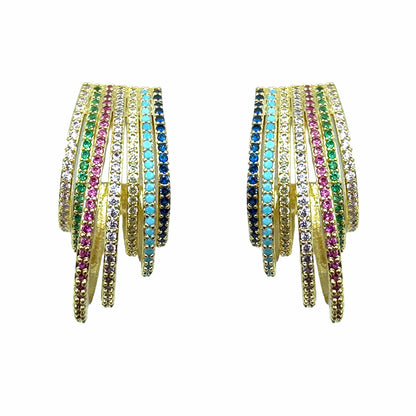 Palestro Milano Orecchini Base Gold - Multicolor Multi Cerchi di Pavè