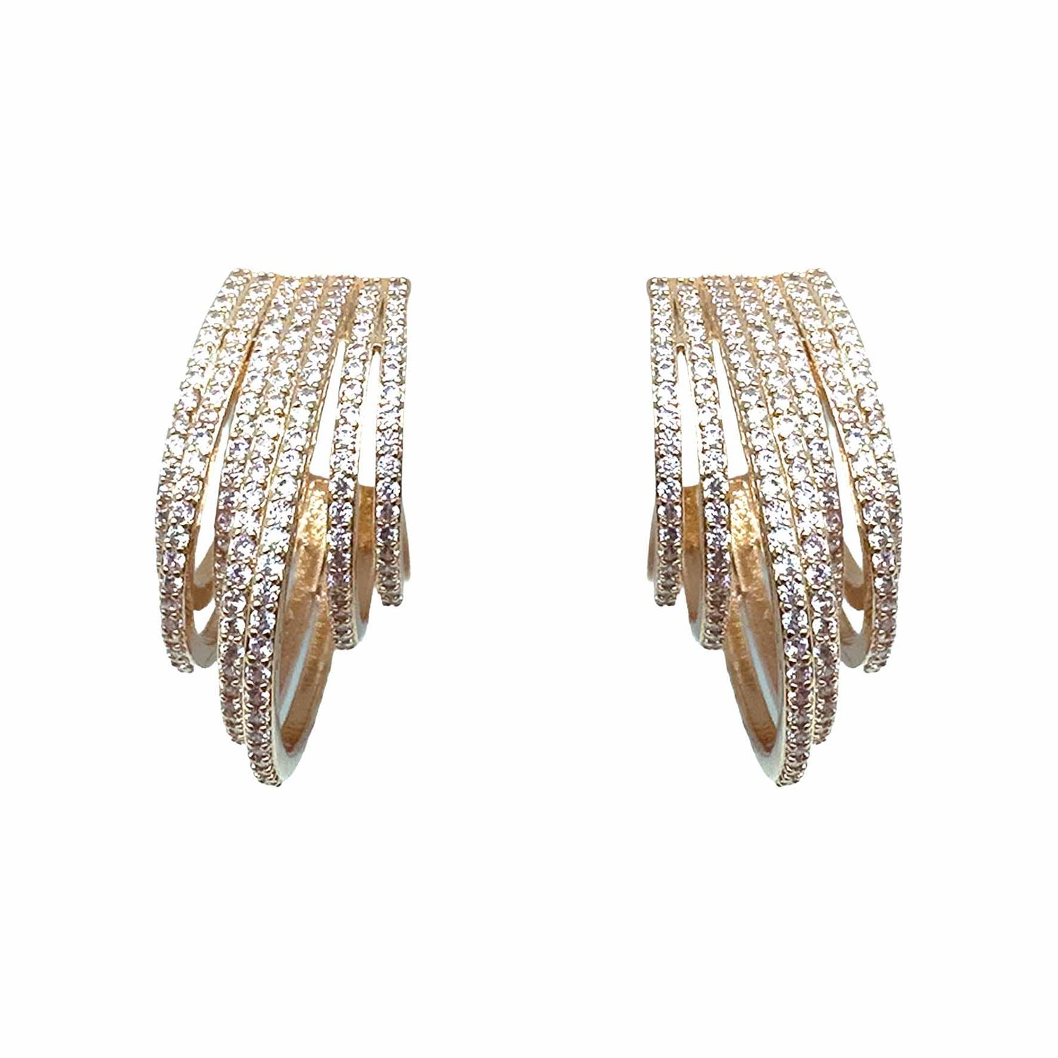 Palestro Milano Orecchini Rose Gold Multi Cerchi di Pavè